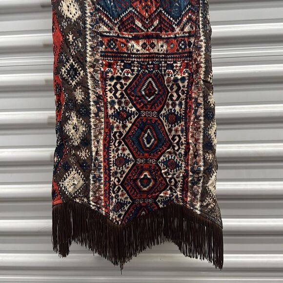 Idyllwind Women's Yearling Printed Fringe Mini Slip Dress Dark Brown XS US - Picture 4 of 7